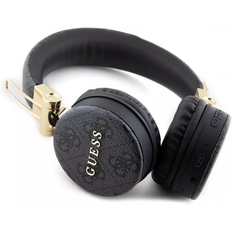 GUESS GUBH704GEMK cez uši Bluetooth slúchadlá, čierne, 4G Metal Logo