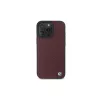BMW iPhone 16 Pro Max červené pevné puzdro Sign Leather Diamond Metal Logo MagSafe