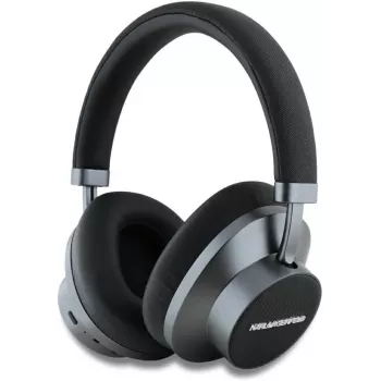 Karl Lagerfeld Saffiano Metal Logo bezdrôtové Bluetooth na uši slúchadlá čierne