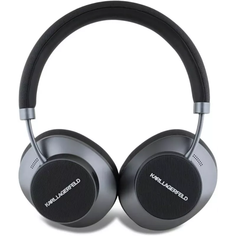 Karl Lagerfeld Saffiano Metal Logo bezdrôtové Bluetooth na uši slúchadlá čierne