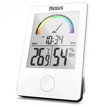 MEBUS 11130 termo-hygrometer biela - digitálny prístroj na meranie teploty a vlhkosti s LCD displejom