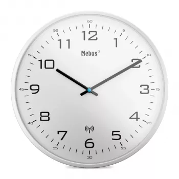 MEBUS 13080 rádiom riadené nástenné hodiny, biela, 30 cm