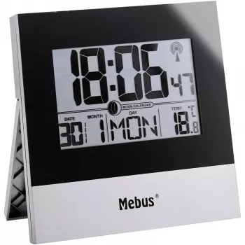 Mebus 41787 rádiom riadené nástenné hodiny, strieborná/biela, 30 cm, DCF77