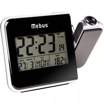 Mebus 42425 projekčný budík - digitálny LCD, 12/24h, teplota, čierna/sivá