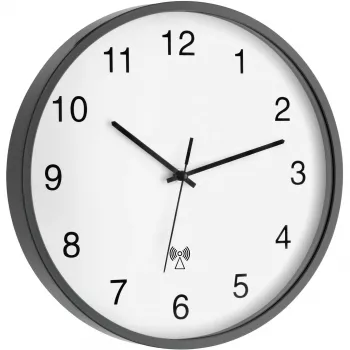 TFA 60.3511.10 rádiové nástenné hodiny, okrúhle, sivá/biela, plast/sklo, klasický dizajn