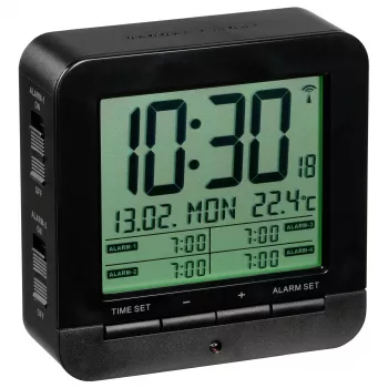 TFA 60.2536.01 rádiové hodiny budík - digitálny LCD, čierna