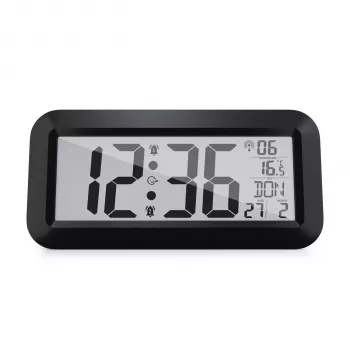MEBUS 14116 rádiové nástenné hodiny s veľkým LCD displejom, čierne