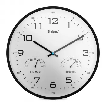 MEBUS 16180 kremenné nástenné hodiny, biele, analógové, 25 cm