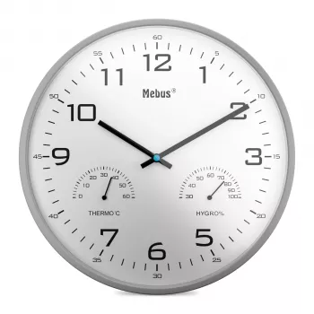 MEBUS 16182 kremenné nástenné hodiny biele 25 cm