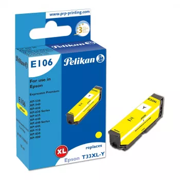Pelikan E106 kompatibilná atramentová kazeta žltá High Yield (XL) pre Epson XP-530/540/630/635/640/645/710/830/900 – balenie 1 ks