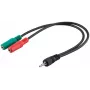 Goobay 3,5 mm jack adaptérový kábel, 4-pólový TRRS konektor samec na 3-pólový TRS konektor samica, 15 cm, čierny