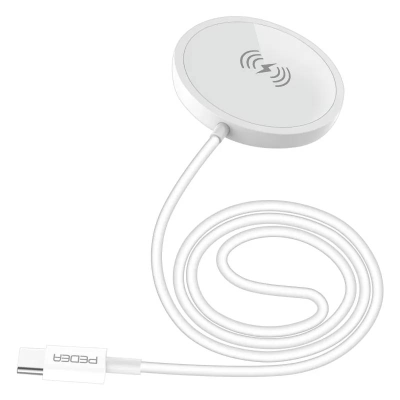 PEDEA bezdrôtová magnetická nabíjačka 15W - USB-C, strieborná/biela