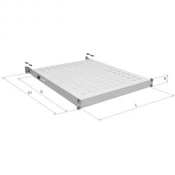 EFB Electronics 19-palcová 1U pevná polica, montážna hĺbka 750-850 mm, nosnosť 120 kg, hĺbka skrine 1000 mm, RAL 7035 svetlosivá