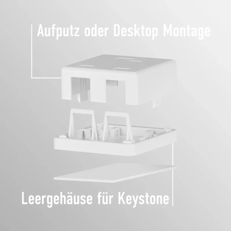 EFB Electronics keystone zásuvka, 2 porty, na omietku, čistobiela, prázdne puzdro
