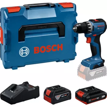 BOSCH akumulátorová vŕtačka GSR18V-52 s 2 batériami 18 V 4,0 Ah a 2,0 Ah v L-BOXX (maloobchod)