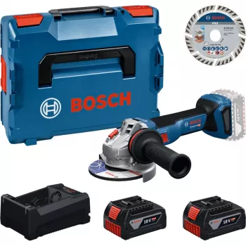 BOSCH Professional akumulátorová uhlová brúska set 18V 2x5,0Ah s rezacím kotúčom 125mm v L-BOXX