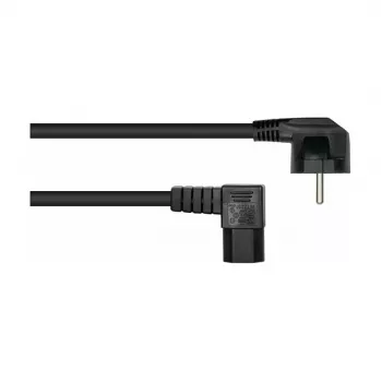 Kabelmeister napájací kábel Schuko konektor Type E+F 90° zahnutý na IEC C15 pravo zahnutý - 1,8m čierna