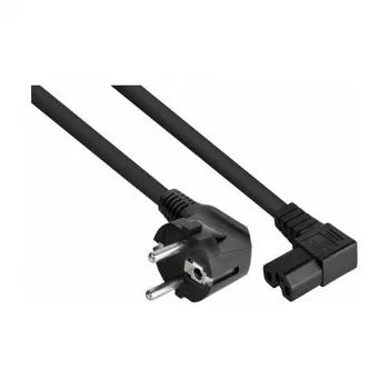 Kabelmeister napájací kábel Schuko konektor Type E+F 90° zahnutý na IEC C15 pravo zahnutý - 1,8m čierna
