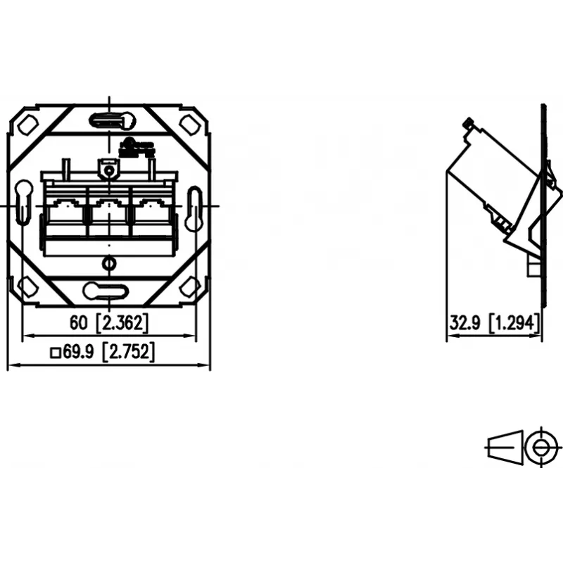 METZ CONNECT E-DAT modul 3 Port UP0 Cat.6A RJ45 tienený konektor na pripojenie v teréne