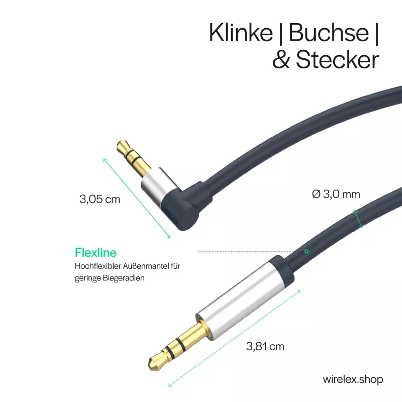 ShiverPeaks audio 3,5mm jack kábel, zahnutý/rovný 0,7m - čierny