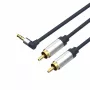 ShiverPeaks Flexline 3,5mm jack konektor samec na 2x RCA audio kábel, zahnutý konektor, 0,75m, čierny