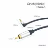 ShiverPeaks Flexline 3,5mm jack konektor samec na 2x RCA audio kábel, zahnutý konektor, 0,75m, čierny