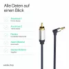 ShiverPeaks Flexline 3,5mm jack konektor samec na 2x RCA audio kábel, zahnutý konektor, 0,75m, čierny