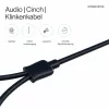 ShiverPeaks Flexline 3,5mm jack konektor samec na 2x RCA audio kábel, zahnutý konektor, 0,75m, čierny