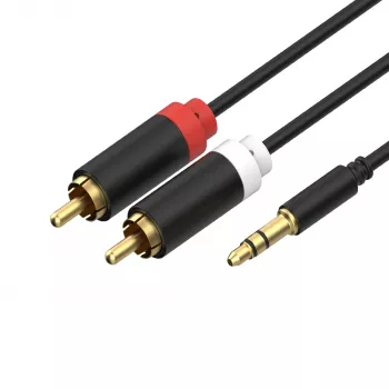 ShiverPeaks audio 3,5mm jack na 2x RCA stereo audio kábel 1,5m pozlátený čierny