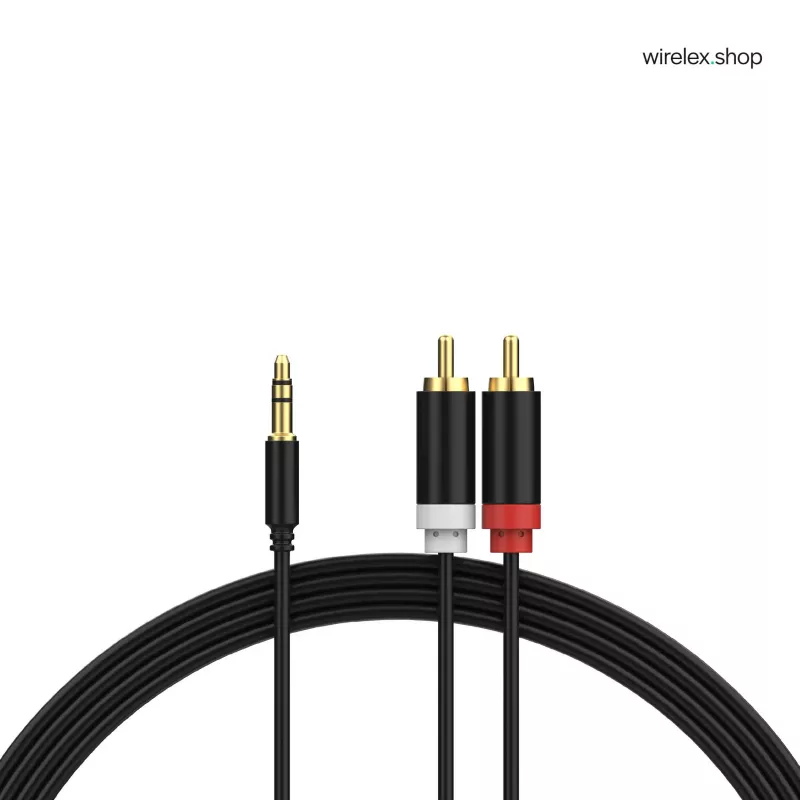 ShiverPeaks audio 3,5mm jack na 2x RCA stereo audio kábel 1,5m pozlátený čierny
