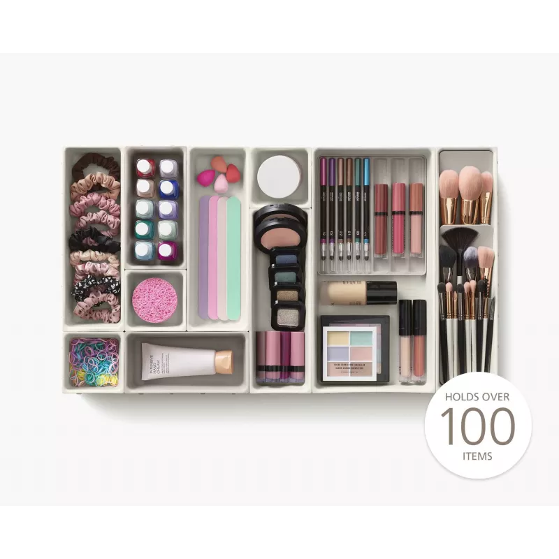 Joseph Joseph Viva 12-dielna sada organizérov do zásuvky na make-up - sivá/priehľadná