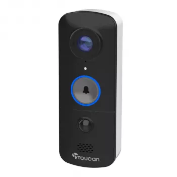 Toucan bezdrôtový videodomofón so zvončekom V3 - 1080p Full HD, 180° širokouhlý, nočné videnie, obojsmerná komunikácia, PIR rozpoznávanie pohybu, IP56, čierny