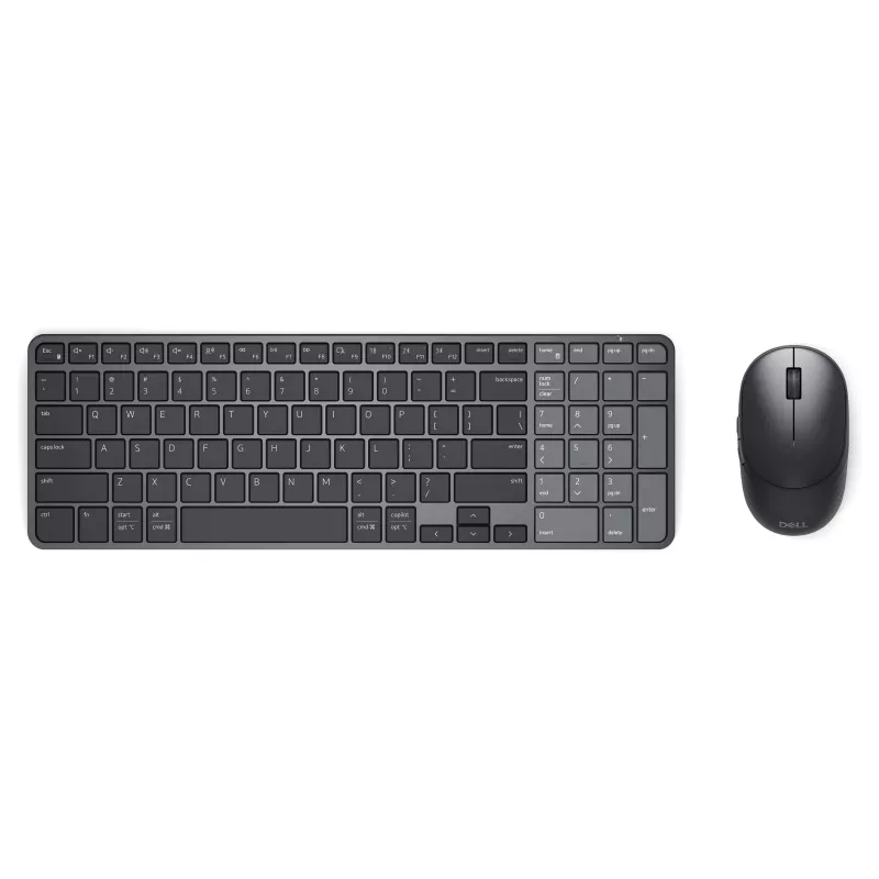 Dell Pro 7 nabíjateľná kompaktná súprava klávesnice a myši - KM746 - čierna - nemecké rozloženie