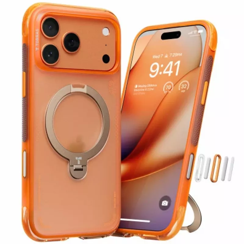 TORRAS Ostand Spin Air puzdro pre iPhone 17 Pro s MagSafe (Horizon Orange)
