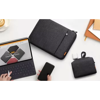Inateck 13,3 palcové puzdro na notebook s vreckom na príslušenstvo, čierno-sivé