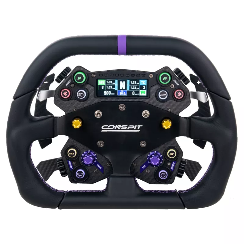 CONSPIT DX320 volant v tvare D - 320mm rukoväť z Alcantary, uhlíkové vlákno, RGB