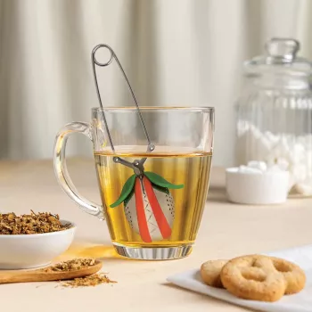 OTOTO Tea Trap sitko na čaj - zelená/červená - nerezová oceľ a plast - 160 mm