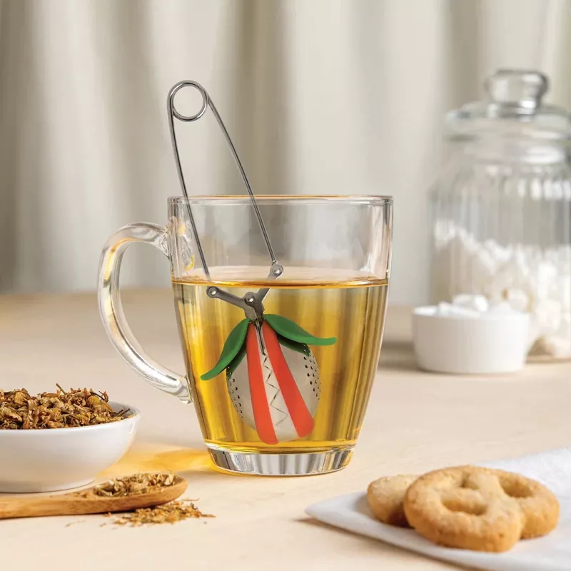 OTOTO Tea Trap sitko na čaj - zelená/červená - nerezová oceľ a plast - 160 mm