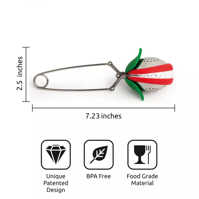 OTOTO Tea Trap sitko na čaj - zelená/červená - nerezová oceľ a plast - 160 mm