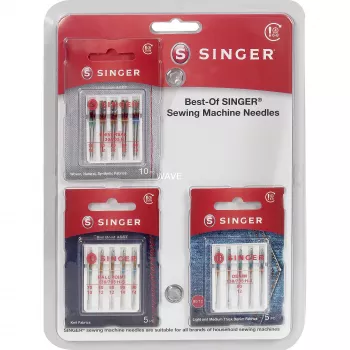 SINGER Best-Of Needles A5-Pack - univerzálne ihly do šijacieho stroja, 5 ks, veľkosti 70/10, 80/12, 90/14