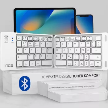 INCA Skladacia Bluetooth 5.0 klávesnica IBK-580BT, Slim, USB-C, QWERTY, čierna