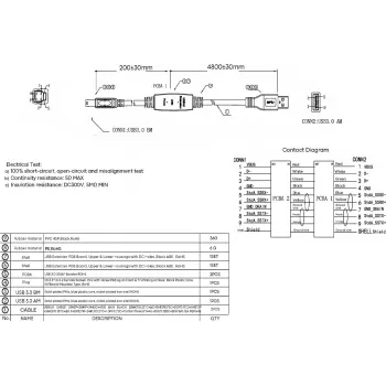 VISION 5 m USB 3.0 aktívny kábel - inline zosilňovač - niklované konektory - 5 Gbit/s - USB A (m) na USB B (m) - priemer 5,5 mm - 28+24 AWG - čierny
