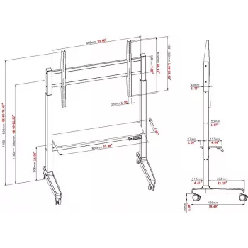 VISION VFM-F15M motorizovaný podlahový stojan-vozík na displeje pre 40-86 palcové obrazovky, VESA do 800x600, nastavenie výšky 400 mm, čierny