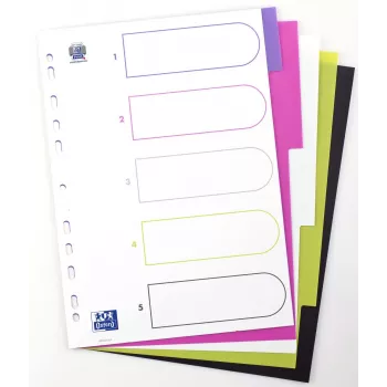 Oxford myColour oddeľovače A4 plný formát blanko 5-dielne farby sortiment