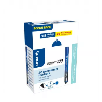 Pilot Pen SCA-100-L-P20 permanentný marker modrý 1,0 mm balenie 20 ks (15 + 5 zdarma)