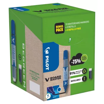 Pilot Pen V-Board Master Greenpack sada fixiek na bielu tabuľu čierna 2,0 - 5,0 mm, 10 ks