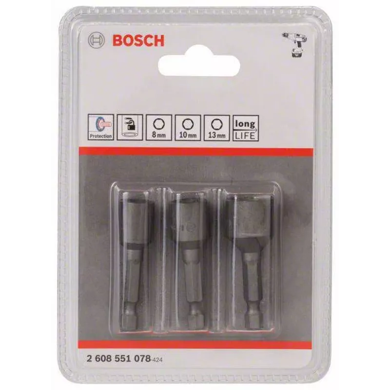 Bosch Impact sada nástrčných kľúčov 3-dielna 50 mm 8 10 13 mm 2608551078