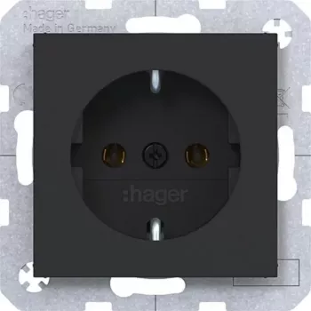 Hager WAS1100BM SCHUKO zásuvka svorky na zasunutie Night Black Matt