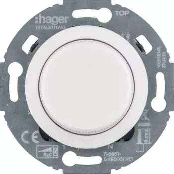 Hager WTN4011WG univerzálny otočný stmievač so stredovým dielom, systém 1930/Glas, biela, do omietky, R L C LED