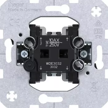 Hager WDE3032 2-pólový vypínač pod omietku klapka 10 AX biely